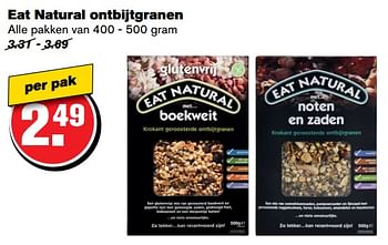 Aanbiedingen Eat natural ontbijtgranen - Eat Natural - Geldig van 21/06/2017 tot 27/06/2017 bij Hoogvliet
