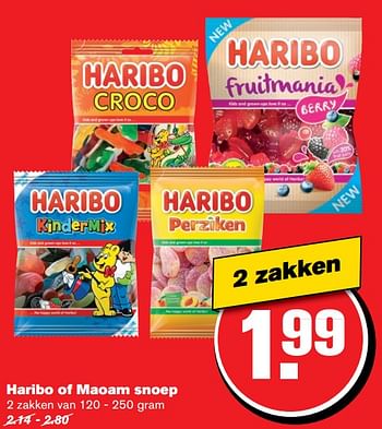 Aanbiedingen Haribo of maoam snoep - Haribo - Geldig van 21/06/2017 tot 27/06/2017 bij Hoogvliet