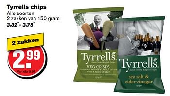 Aanbiedingen Tyrrells chips - Tyrrells - Geldig van 21/06/2017 tot 27/06/2017 bij Hoogvliet