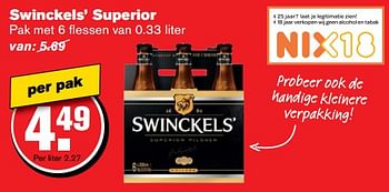 Aanbiedingen Swinckels` superior - Swinckelsâ€™  - Geldig van 21/06/2017 tot 27/06/2017 bij Hoogvliet