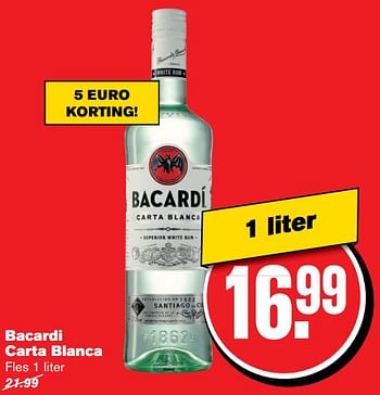 Aanbiedingen Bacardi carta blanca - Bacardi - Geldig van 21/06/2017 tot 27/06/2017 bij Hoogvliet