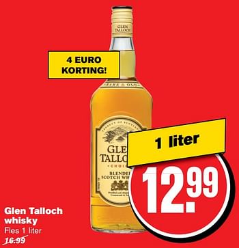 Aanbiedingen Glen talloch whisky - Glen Talloch - Geldig van 21/06/2017 tot 27/06/2017 bij Hoogvliet