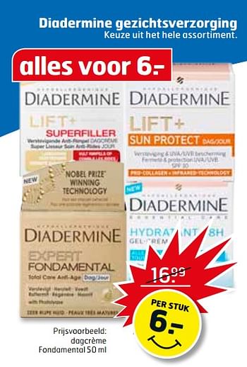 Aanbiedingen Dagcrème fondamental - Diadermine - Geldig van 20/06/2017 tot 02/07/2017 bij Trekpleister