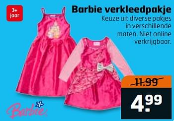 Aanbiedingen Barbie verkleedpakje - Mattel - Geldig van 20/06/2017 tot 02/07/2017 bij Trekpleister