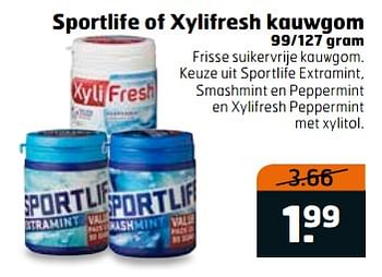Aanbiedingen Sportlife of xylifresh kauwgom - Huismerk - Trekpleister - Geldig van 20/06/2017 tot 02/07/2017 bij Trekpleister