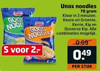 Aanbiedingen Unox noodles - Unox - Geldig van 20/06/2017 tot 02/07/2017 bij Trekpleister