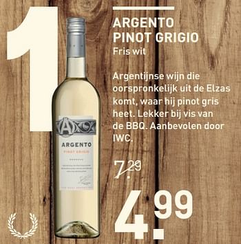 Aanbiedingen Argento pinot grigio - Witte wijnen - Geldig van 19/06/2017 tot 02/07/2017 bij Gall & Gall