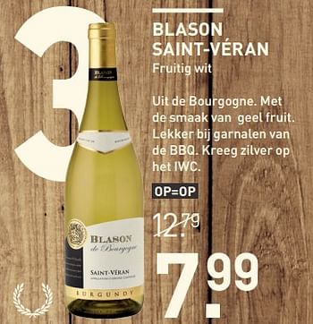 Aanbiedingen Blason saint-véran - Witte wijnen - Geldig van 19/06/2017 tot 02/07/2017 bij Gall & Gall
