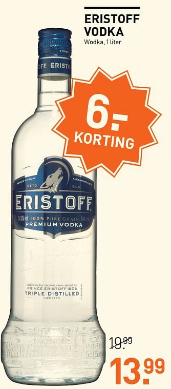 Aanbiedingen Eristoff vodka - Eristoff - Geldig van 19/06/2017 tot 02/07/2017 bij Gall & Gall