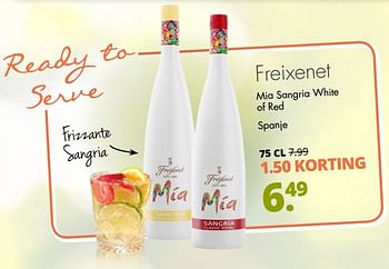 Aanbiedingen Freixenet mia sangria white of red spanje - Witte wijnen - Geldig van 18/06/2017 tot 01/07/2017 bij Mitra