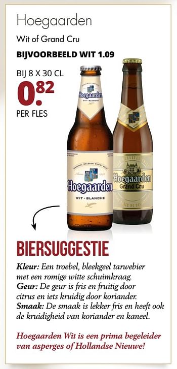 Aanbiedingen Hoegaarden wit of grand cru - Hoegaarden - Geldig van 18/06/2017 tot 01/07/2017 bij Mitra