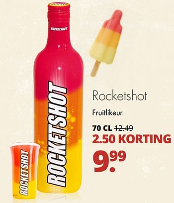 Aanbiedingen Rocketshot fruitlikeur - Rocketshot - Geldig van 18/06/2017 tot 01/07/2017 bij Mitra