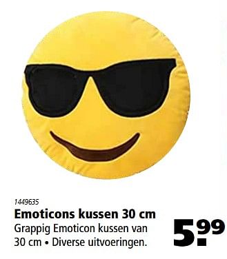 Aanbiedingen Emoticons kussen - Huismerk - Marskramer - Geldig van 22/06/2017 tot 05/07/2017 bij Marskramer