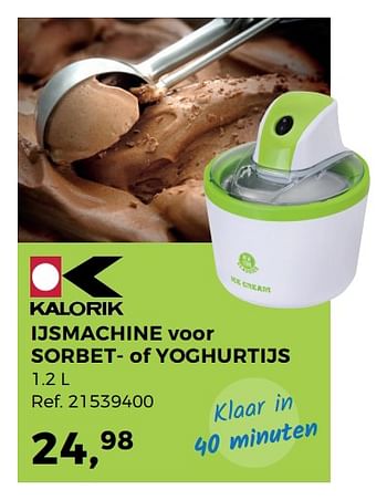 Aanbiedingen Ijsmachine voor sorbet- of yoghurtijs - Kalorik - Geldig van 27/06/2017 tot 25/07/2017 bij Supra Bazar