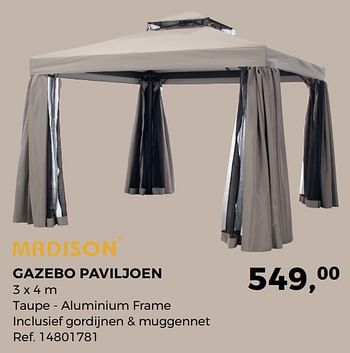 Aanbiedingen Gazebo paviljoen - Madison - Geldig van 27/06/2017 tot 25/07/2017 bij Supra Bazar