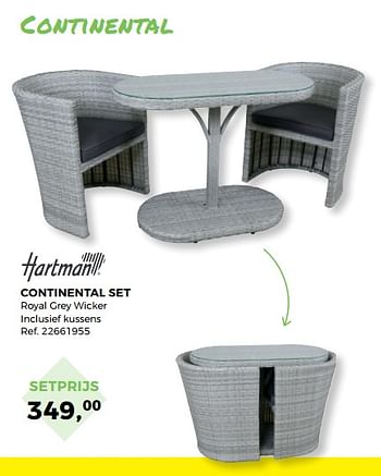 Aanbiedingen Continental set inclusief kussens royal grey wicker - Hartman - Geldig van 27/06/2017 tot 25/07/2017 bij Supra Bazar