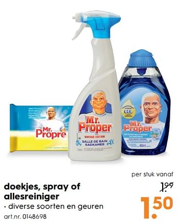 Aanbiedingen Doekjes, spray of allesreiniger - Mr. Proper - Geldig van 17/06/2017 tot 28/06/2017 bij Blokker