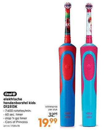 Aanbiedingen Oral-b elektrische tandenborstel kids d12513k - Oral-B - Geldig van 17/06/2017 tot 28/06/2017 bij Blokker