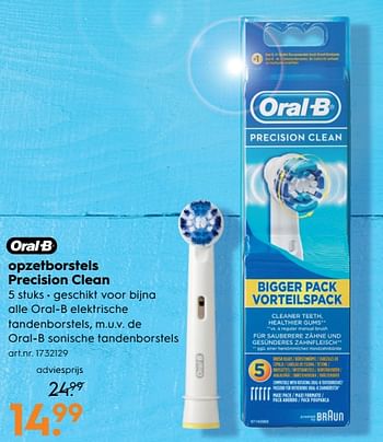 Aanbiedingen Oral-b opzetborstels precision clean - Oral-B - Geldig van 17/06/2017 tot 28/06/2017 bij Blokker