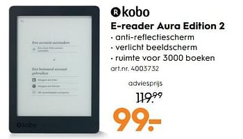 Aanbiedingen Kobo e-reader aura edition 2 - Kobo - Geldig van 17/06/2017 tot 28/06/2017 bij Blokker