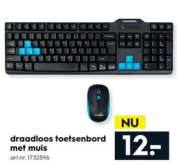 Aanbiedingen Draadloos toetsenbord met muis - Grundig - Geldig van 17/06/2017 tot 28/06/2017 bij Blokker