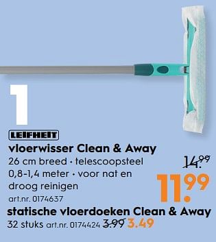 Aanbiedingen Vloerwisser clean + away - Leifheit - Geldig van 17/06/2017 tot 28/06/2017 bij Blokker
