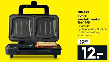 Aanbiedingen Tomado rvs xl sandwichmaker tm-1995 - Tomado - Geldig van 17/06/2017 tot 28/06/2017 bij Blokker