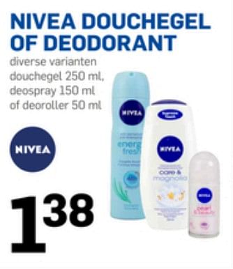 Aanbiedingen Nivea douchegel of deodorant - Nivea - Geldig van 21/06/2017 tot 28/06/2017 bij Action