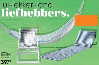 Aanbiedingen Houten strandstoel - Huismerk - Blokker - Geldig van 17/06/2017 tot 28/06/2017 bij Blokker