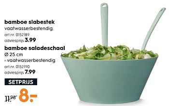 Aanbiedingen Bamboe slabestek + bamboe saladeschaal - Huismerk - Blokker - Geldig van 17/06/2017 tot 28/06/2017 bij Blokker