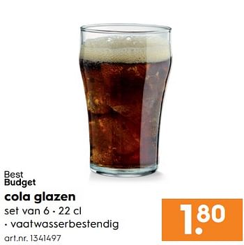 Aanbiedingen Cola glazen - Best budget - Geldig van 17/06/2017 tot 28/06/2017 bij Blokker