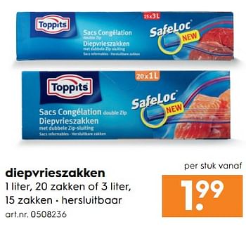 Aanbiedingen Diepvrieszakken - Toppits - Geldig van 17/06/2017 tot 28/06/2017 bij Blokker