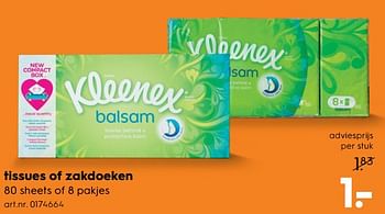 Aanbiedingen Tissues of zakdoeken - Kleenex - Geldig van 17/06/2017 tot 28/06/2017 bij Blokker