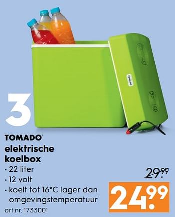 Aanbiedingen Tomado elektrische koelbox - Tomado - Geldig van 17/06/2017 tot 28/06/2017 bij Blokker