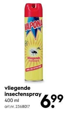 Aanbiedingen Vliegende insectenspray - Vapona - Geldig van 17/06/2017 tot 28/06/2017 bij Blokker