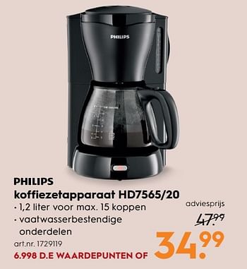 Aanbiedingen Philips koffiezetapparaat hd7565-20 - Philips - Geldig van 17/06/2017 tot 28/06/2017 bij Blokker