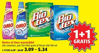 Aanbiedingen Biotex of omo wasmiddel - Biotex - Geldig van 21/06/2017 tot 27/06/2017 bij Boni Supermarkt