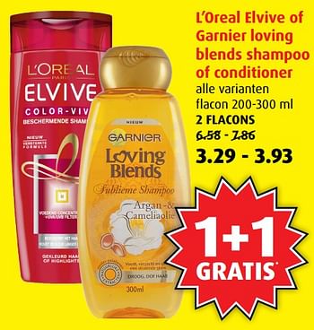 Aanbiedingen L`oreal elvive of garnier loving blends shampoo of conditioner - Garnier - Geldig van 21/06/2017 tot 27/06/2017 bij Boni Supermarkt