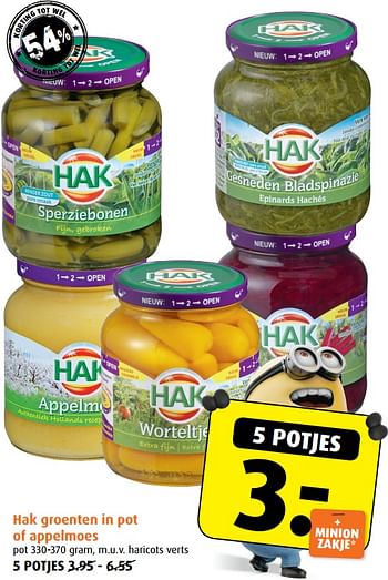 Aanbiedingen Hak groenten in pot of appelmoes - Hak - Geldig van 21/06/2017 tot 27/06/2017 bij Boni Supermarkt