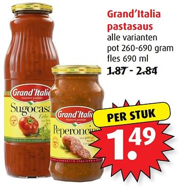 Aanbiedingen Grand`italia pastasaus - grand’italia - Geldig van 21/06/2017 tot 27/06/2017 bij Boni Supermarkt