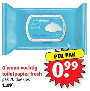 Aanbiedingen G`woon vochtig toiletpapier fresh - Gâ€™woon - Geldig van 21/06/2017 tot 27/06/2017 bij Boni Supermarkt