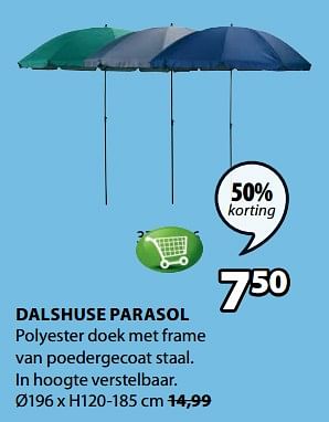 Aanbiedingen Dalshuse parasol - Huismerk - Jysk - Geldig van 19/06/2017 tot 02/07/2017 bij Jysk