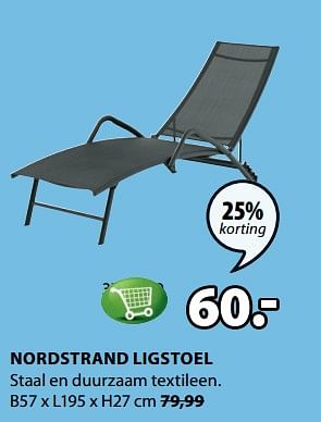 Aanbiedingen Nordstrand ligstoel - Huismerk - Jysk - Geldig van 19/06/2017 tot 02/07/2017 bij Jysk