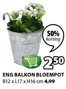 Aanbiedingen Eng balkon bloempot - Huismerk - Jysk - Geldig van 19/06/2017 tot 02/07/2017 bij Jysk