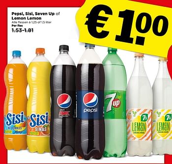 Aanbiedingen Pepsi, sisi, seven up of lemon lemon - Huismerk - Plus - Geldig van 25/06/2017 tot 01/07/2017 bij Plus