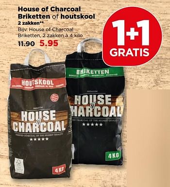 Aanbiedingen House of charcoal briketten of houtskool - House of Charcoal - Geldig van 25/06/2017 tot 01/07/2017 bij Plus