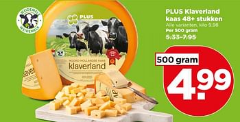 Aanbiedingen Plus klaverland kaas 48+ stukken - Huismerk - Plus - Geldig van 25/06/2017 tot 01/07/2017 bij Plus