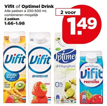 Aanbiedingen Vifit of optimel drink alle pakken - Huismerk - Plus - Geldig van 25/06/2017 tot 01/07/2017 bij Plus