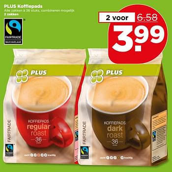 Aanbiedingen Plus koffiepads - Huismerk - Plus - Geldig van 25/06/2017 tot 01/07/2017 bij Plus