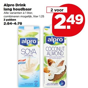 Aanbiedingen Alpro drink lang houdbaar - Alpro Soya - Geldig van 25/06/2017 tot 01/07/2017 bij Plus
